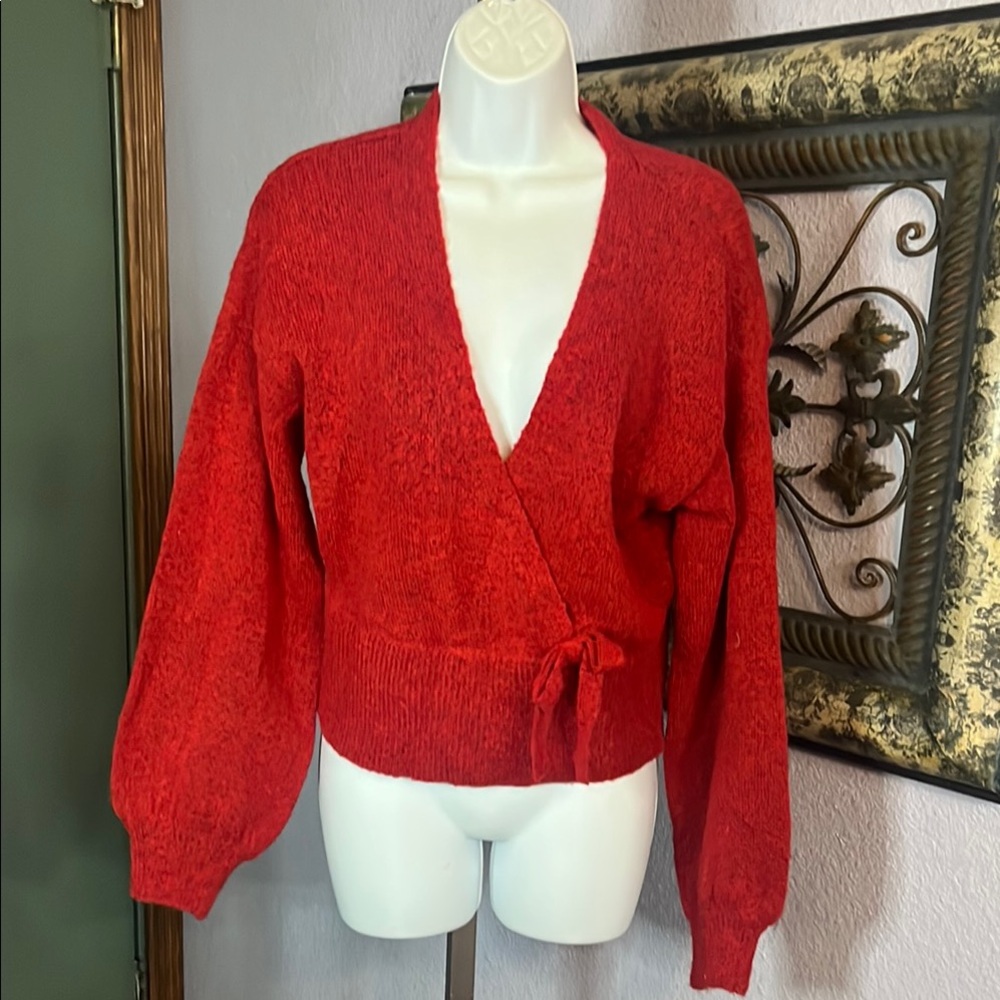 MM by My Michelle Sweater - Stunning Red Wrap Sweater for Women Sz XL